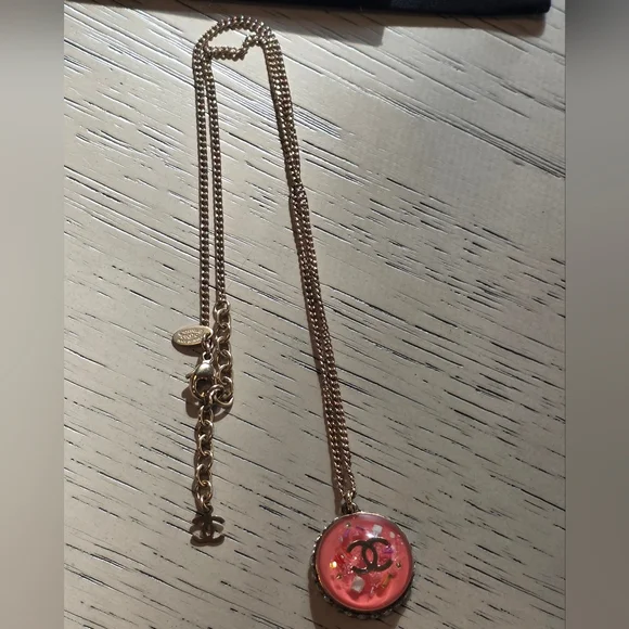 CHANEL Pink CC Confetti Pendant Necklace! - Picture 3 of 14